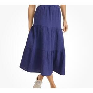 Marine Layer Corinne Purple Tiered Midi Skirt Women Small Cotton Spring 2022